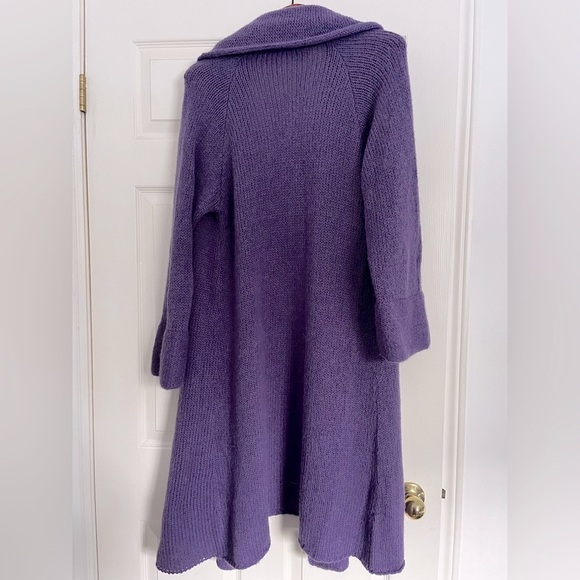 Soft Surroundings Ambrosia Alpaca Blend Midi Knit Cardigan Sweater Purple S - Picture 5 of 5